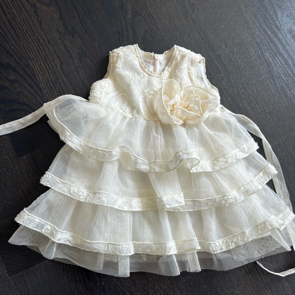 Isabella & chloe 6 month off white baby dress